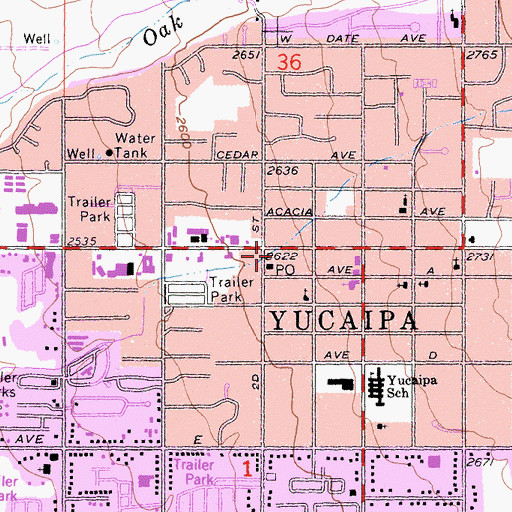 Topographic Map of City of Yucaipa, CA