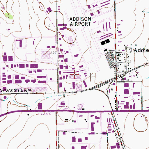 Topographic Map of Town of Addison, TX