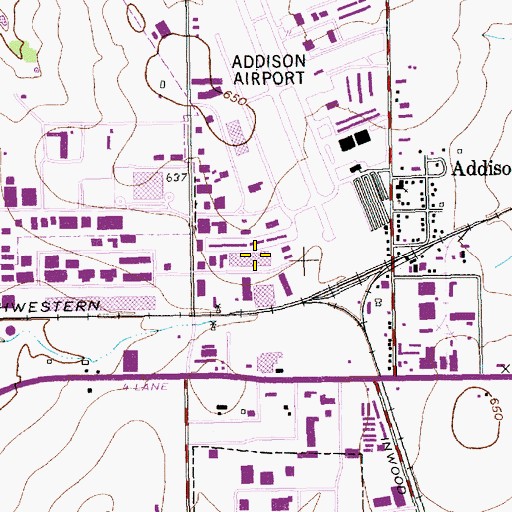 Topographic Map of Town of Addison, TX