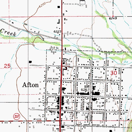 Topographic Map of Town of Afton, WY