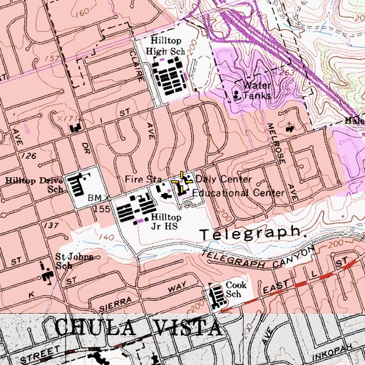 Topographic Map of Daly Center Educational Center, CA