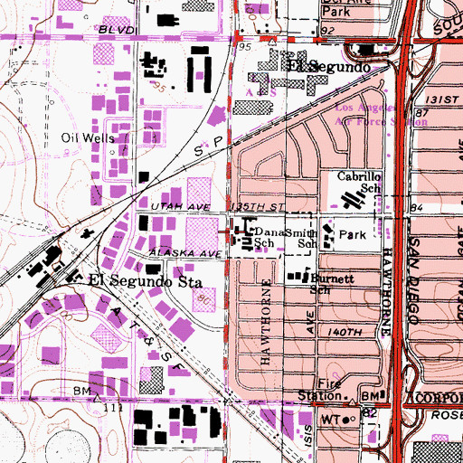 Topographic Map of Dana School, CA