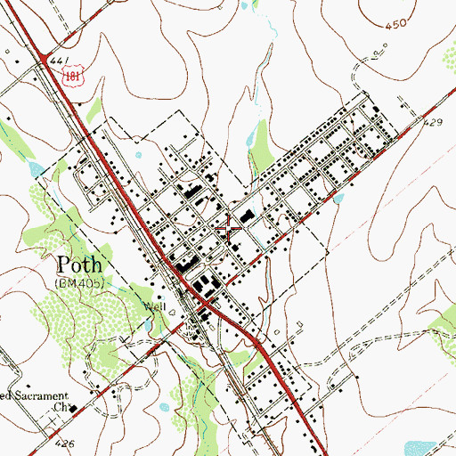 Topographic Map of Town of Poth, TX