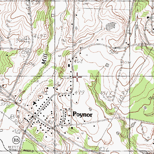 Topographic Map of Town of Poynor, TX
