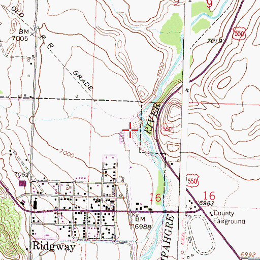 Topographic Map of Town of Ridgway, CO
