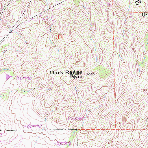 Topographic Map of Dark Range Peak, CA