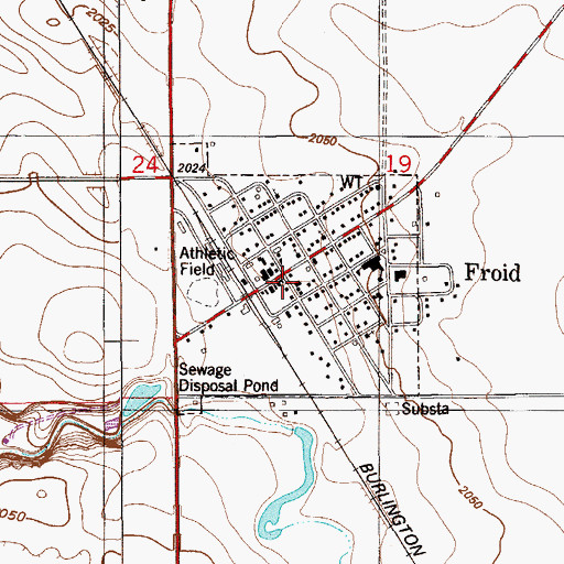 Topographic Map of Town of Froid, MT