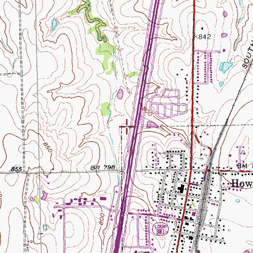 Topographic Map of Town of Howe, TX