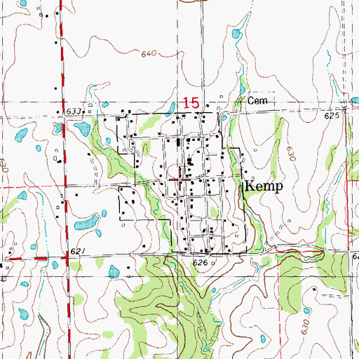 Topographic Map of Town of Kemp, OK