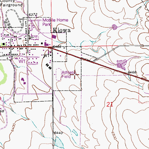 Topographic Map of Town of Kiowa, CO