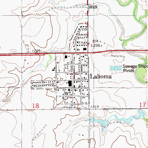 Topographic Map of Town of Lahoma, OK
