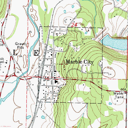 Topographic Map of Town of Marble City, OK