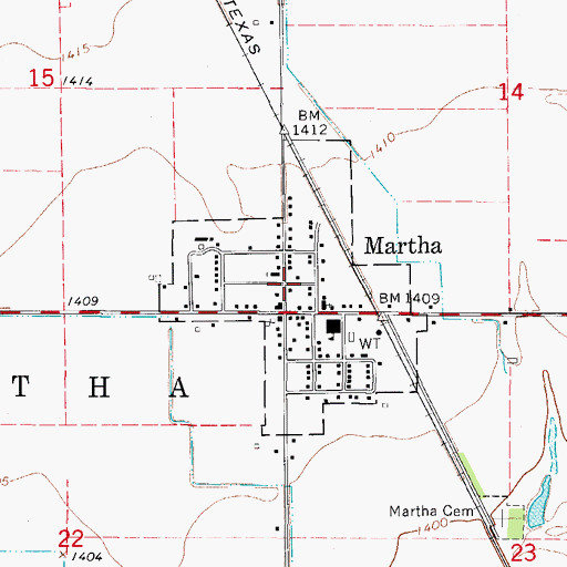 Topographic Map of Town of Martha, OK