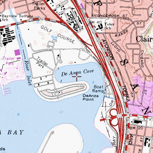 Topographic Map of De Anza Cove, CA