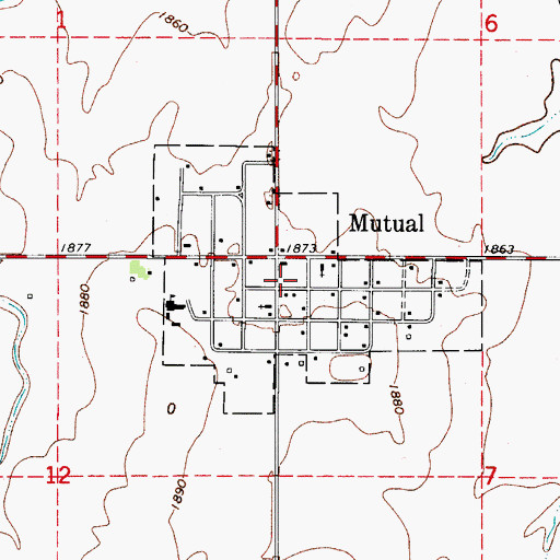 Topographic Map of Town of Mutual, OK