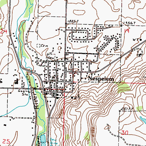 Topographic Map of Town of Nespelem, WA