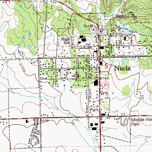 Topographic Map of Town of Nucla, CO