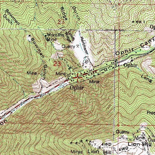 Topographic Map of Town of Ophir, UT