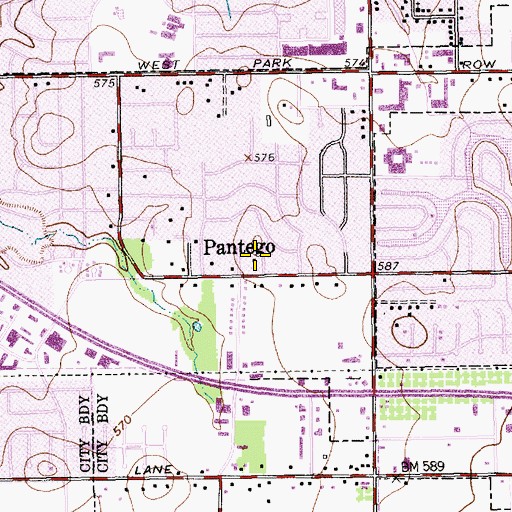 Topographic Map of Town of Pantego, TX