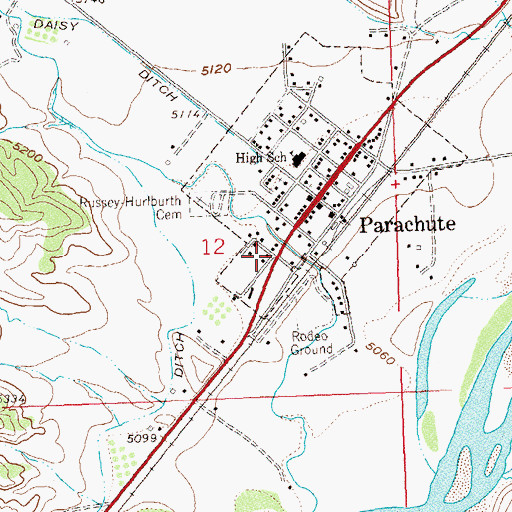 Topographic Map of Town of Parachute, CO