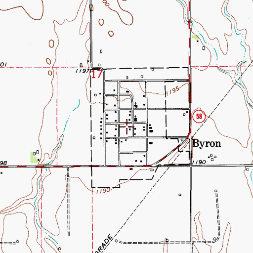 Topographic Map of Town of Byron, OK