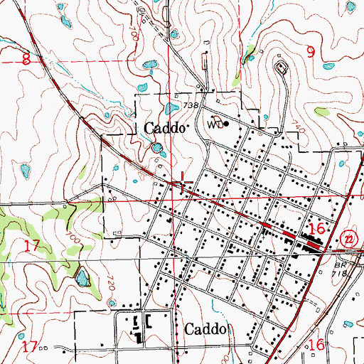 Topographic Map of Town of Caddo, OK