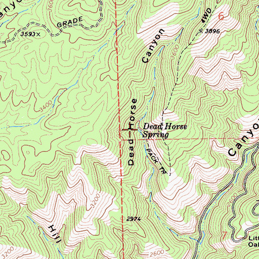 Topographic Map of Dead Horse Spring, CA