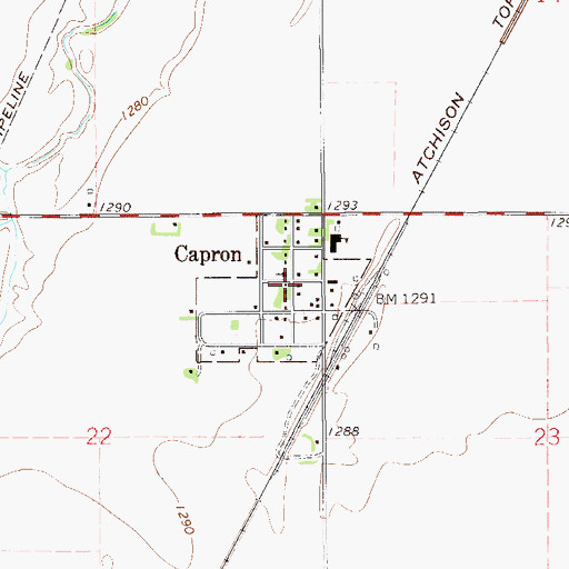 Topographic Map of Town of Capron, OK