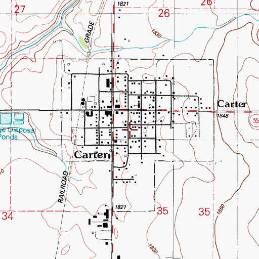 Topographic Map of Town of Carter, OK