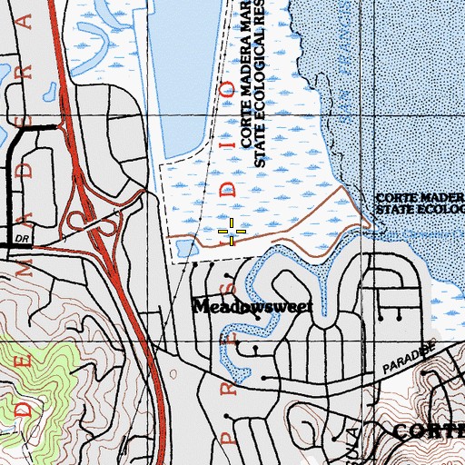 Topographic Map of Town of Corte Madera, CA