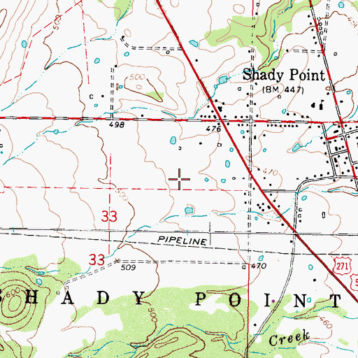 Topographic Map of Town of Shady Point, OK