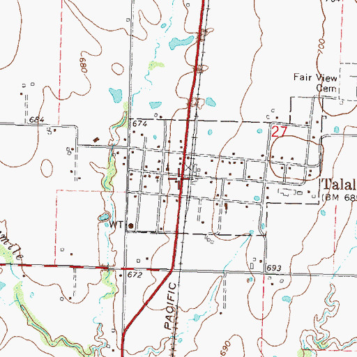 Topographic Map of Town of Talala, OK