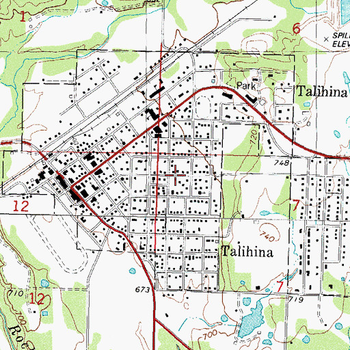 Topographic Map of Town of Talihina, OK