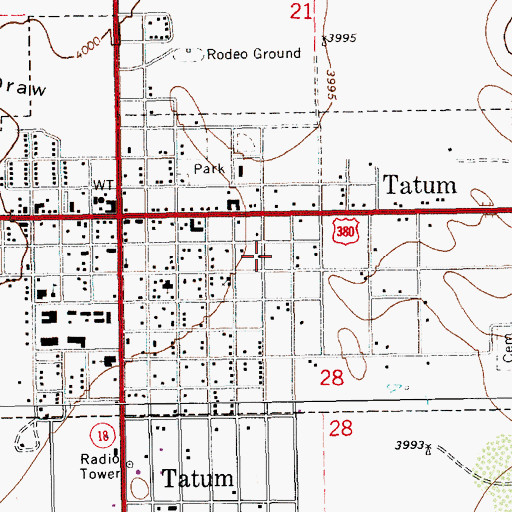 Topographic Map of Town of Tatum, NM