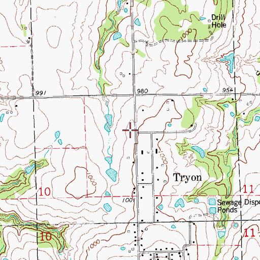 Topographic Map of Town of Tryon, OK