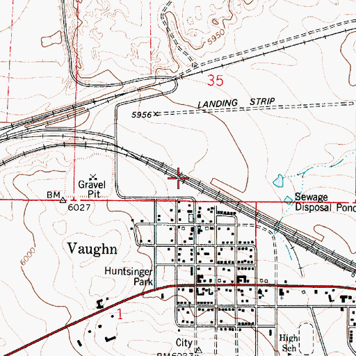 Topographic Map of Town of Vaughn, NM