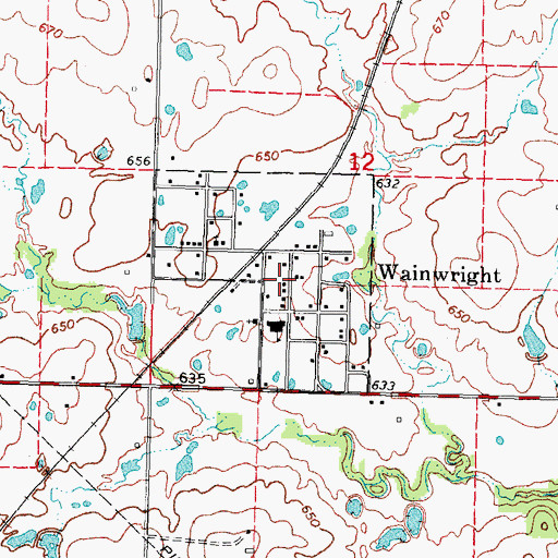 Topographic Map of Town of Wainwright, OK