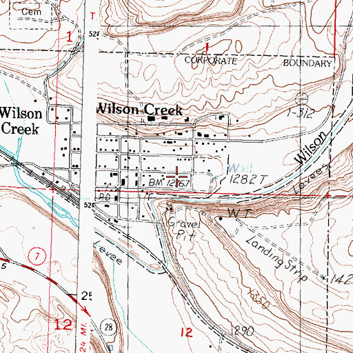 Topographic Map of Town of Wilson Creek, WA