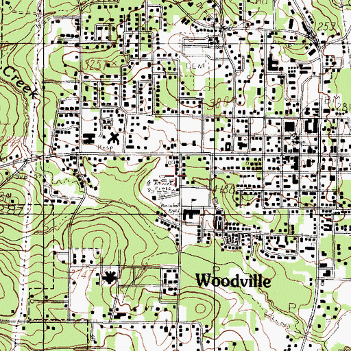 Topographic Map of Town of Woodville, TX