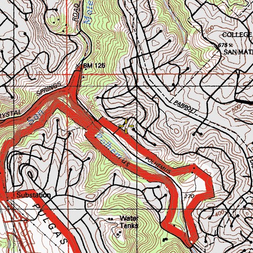 Topographic Map of Baywood Park, CA