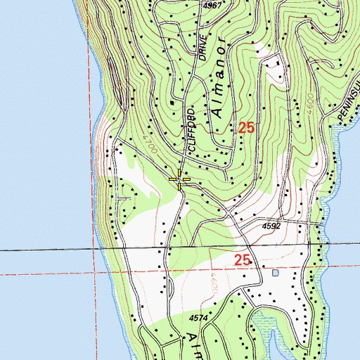 Topographic Map of Lake Almanor Peninsula, CA