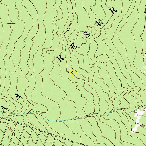 Topographic Map of Mountain View Census Designated Place, HI