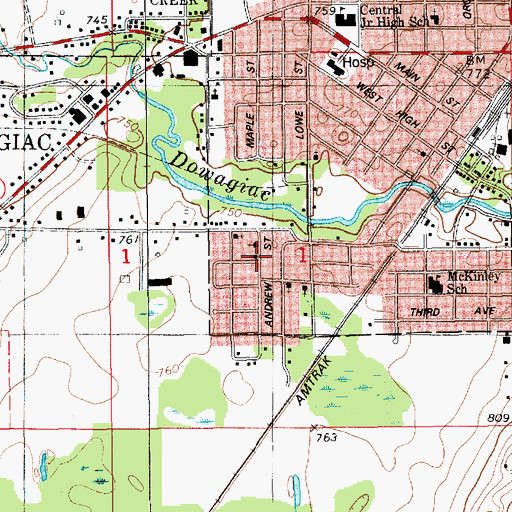 Topographic Map of Mount Zion Missionary Church, MI