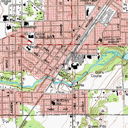 Topographic Map of Dowagiac Station, MI