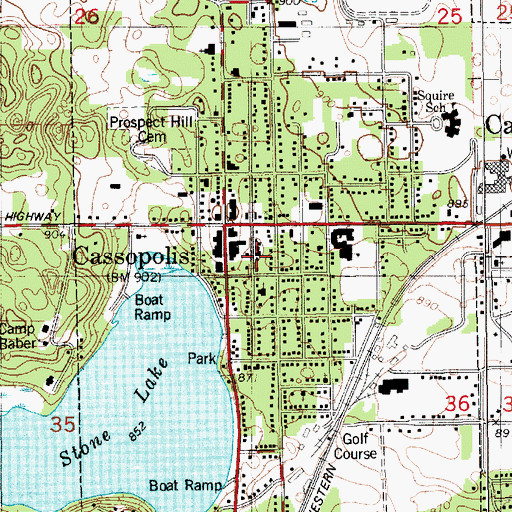 Topographic Map of Cassopolis Post Office, MI