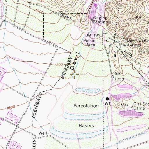 Topographic Map of Devil Canyon, CA