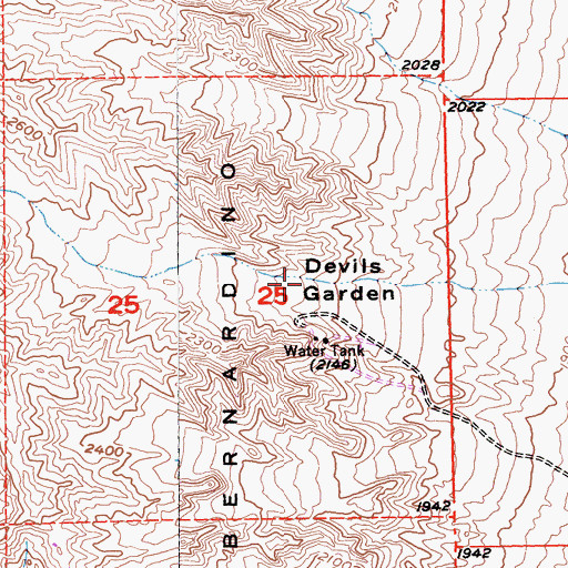 Topographic Map of Devils Garden, CA