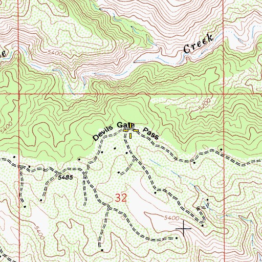 Topographic Map of Devils Gate Pass, CA