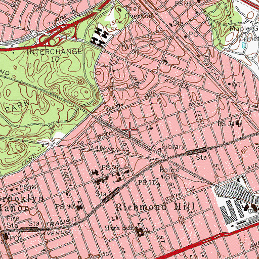 Topographic Map of Jacob Riis Playground, NY