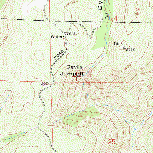 Topographic Map of Devils Jumpoff, CA